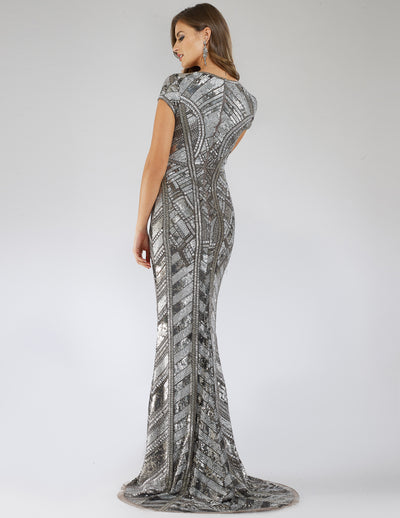 29540 - Gorgeous V-neckline sequin-embellished party gown