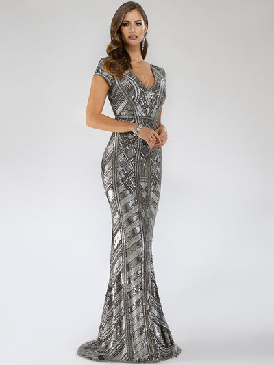 29540 - Gorgeous V-neckline sequin-embellished party gown