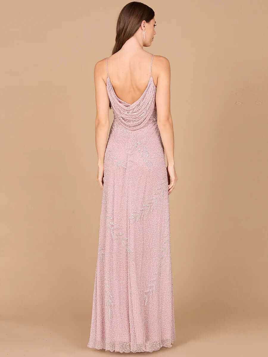 29282 - Beaded Spaghetti Strap Full-Length Gown