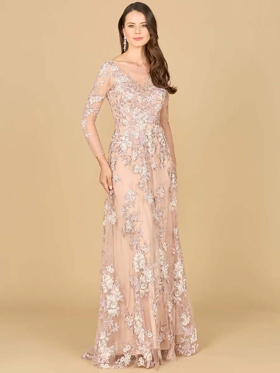 29327 - Long Sleeve Modest Lace Gown