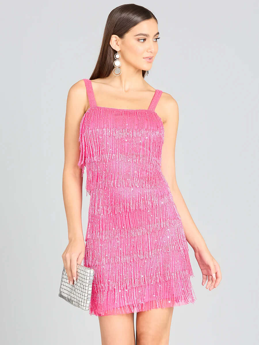 29488 - Beaded Fringe Cocktail Dress