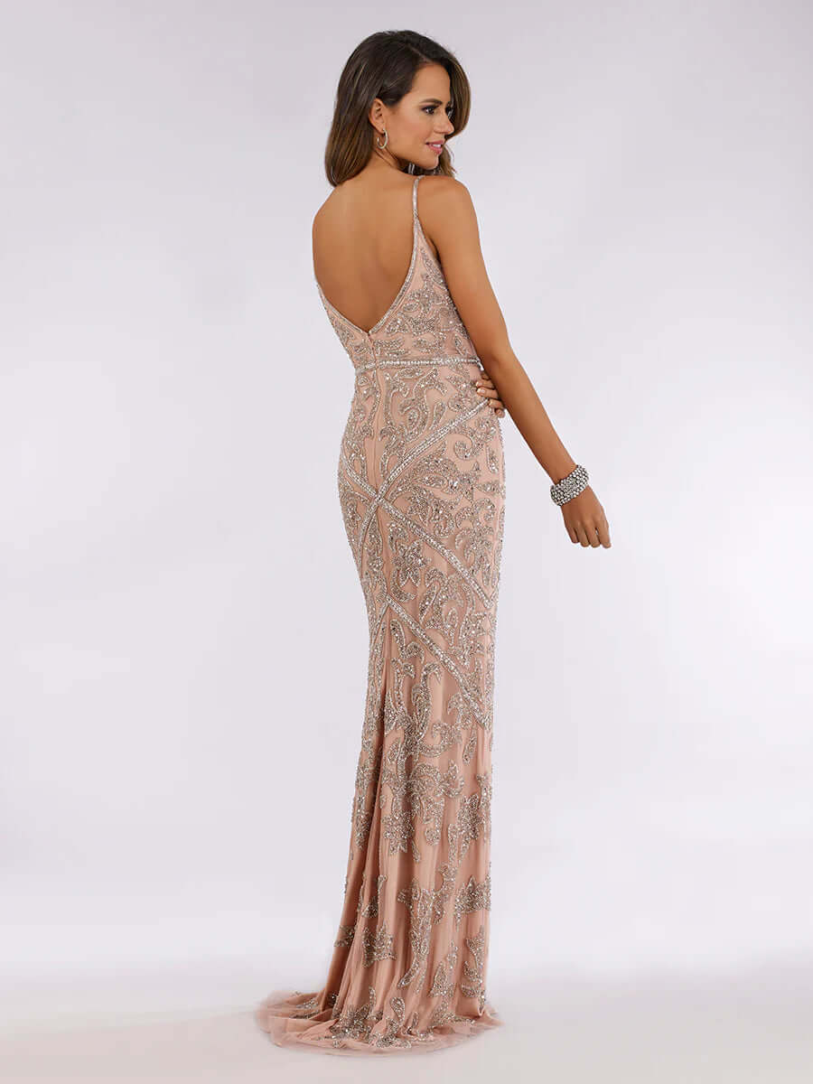 29744 - Spaghetti Strap Beaded Dress