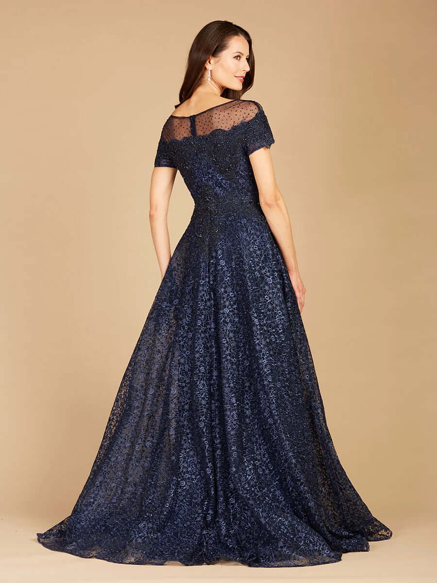 29765 - Sheer Off Shoulder Ball Gown