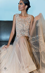 SAMINA MUGHAL Couture SMC32525 - Embellished Tulle Long Dress LAST ONE