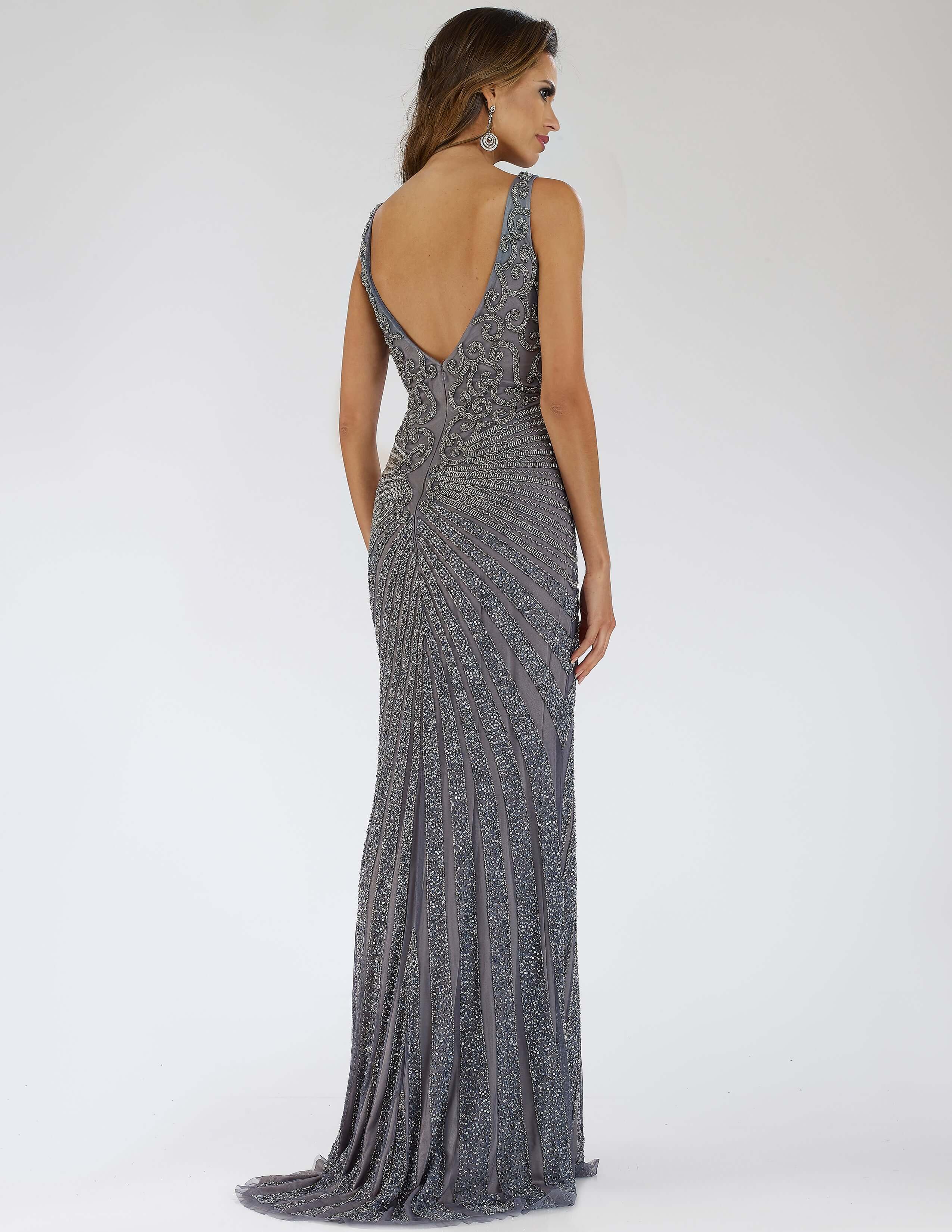 29528 - Thigh High Slit Beaded Gown