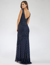 SAMINA MUGHAL 29538 - Ravishing illusion neckline beaded sheath dress