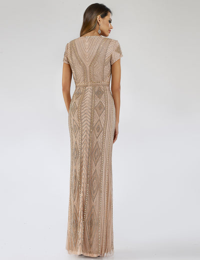SAMINA MUGHAL 29606 - Exquisite V-neckline short sleeves embellished long dress