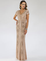SAMINA MUGHAL 29606 - Exquisite V-neckline short sleeves embellished long dress