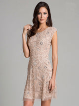 SAMINA MUGHAL 33404 - Simply Sweet Short-sleeved Dress With Sheer Hemline
