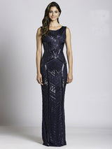 SAMINA MUGHAL 33552 - Snazzy sleeveless evening gown with deep V-neckline