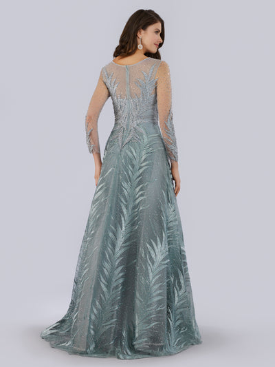 SAMINA MUGHAL 29761 - Beaded and leaf embroidered A-line dress