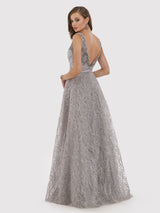 29776 - Beaded V Neck lace Ballgown