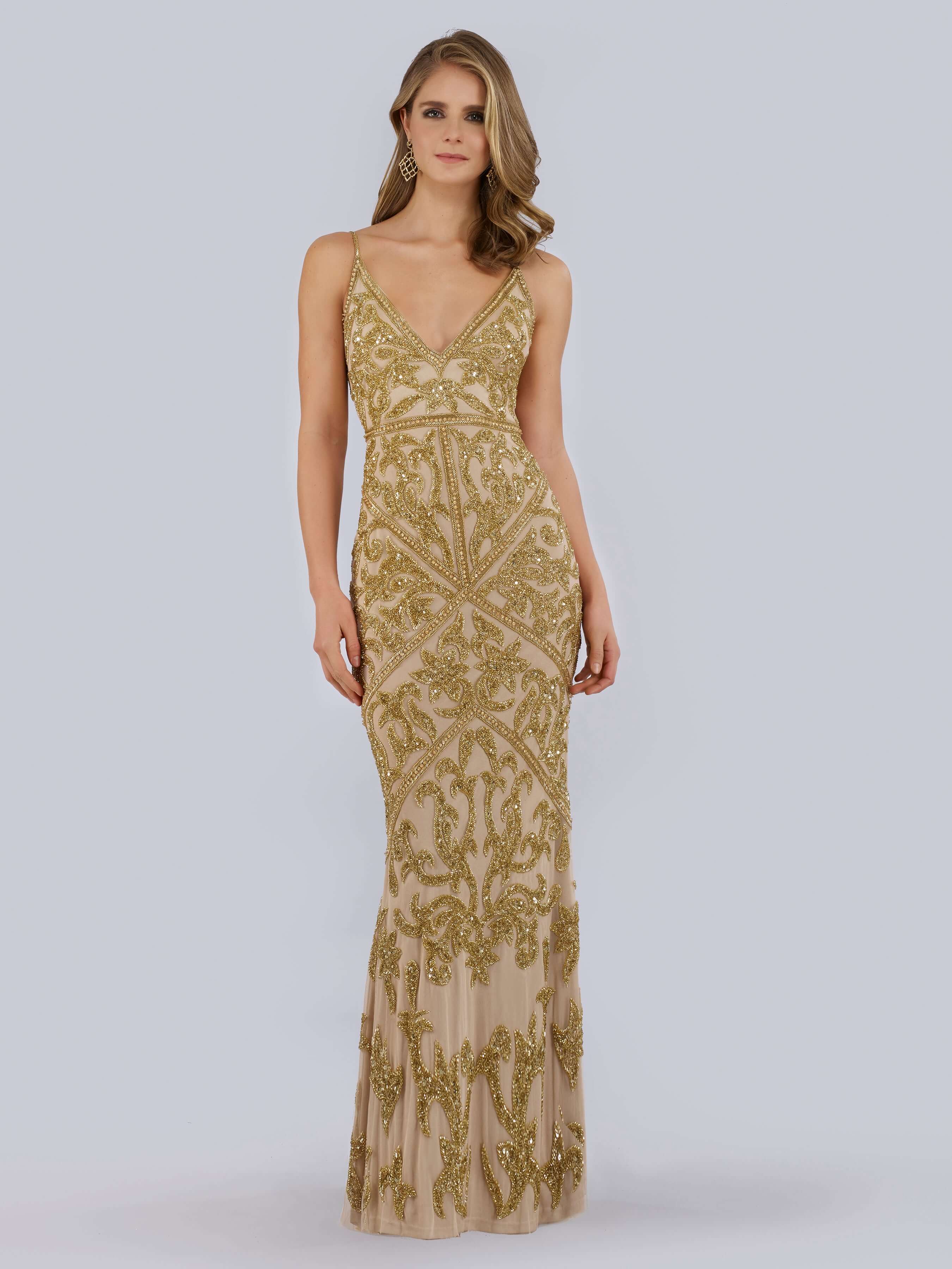 29744 - Spaghetti Strap Beaded Dress