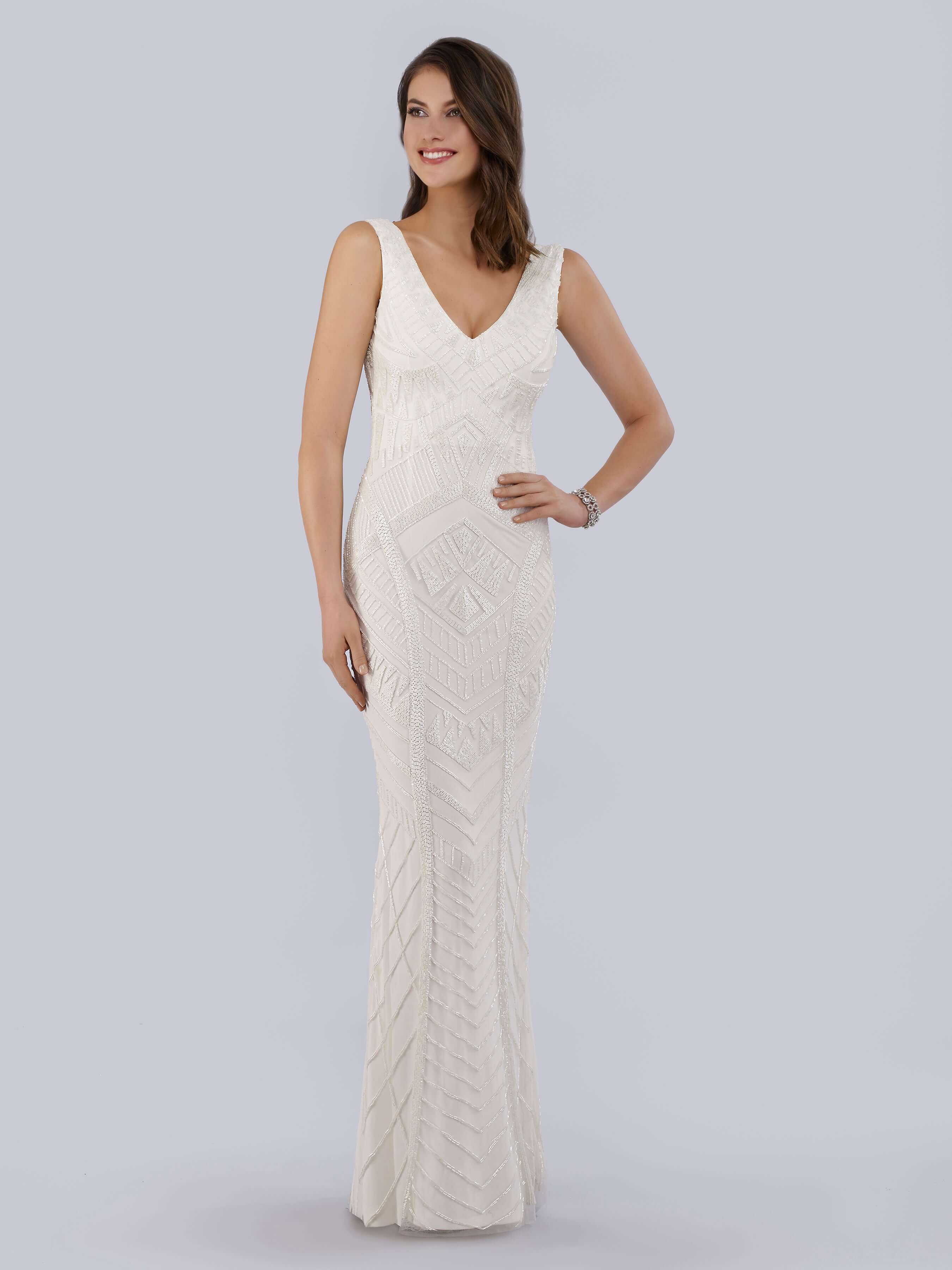 51017 Lara Bryant Beaded Tank Sheath Wedding Dress