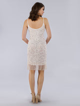 51040 - Brilliant sleeveless short formal with fringed hemline Dress